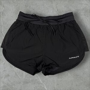 Women's Loose Fit Alphalete Nylon Vented Workout Gym Essential Shorts - Small